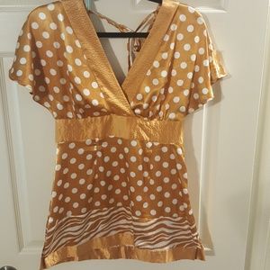 Gold polka dot blouse